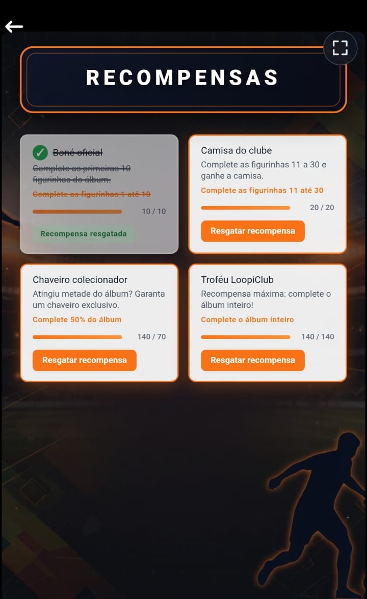 Tela de recompensas do Loopi Club